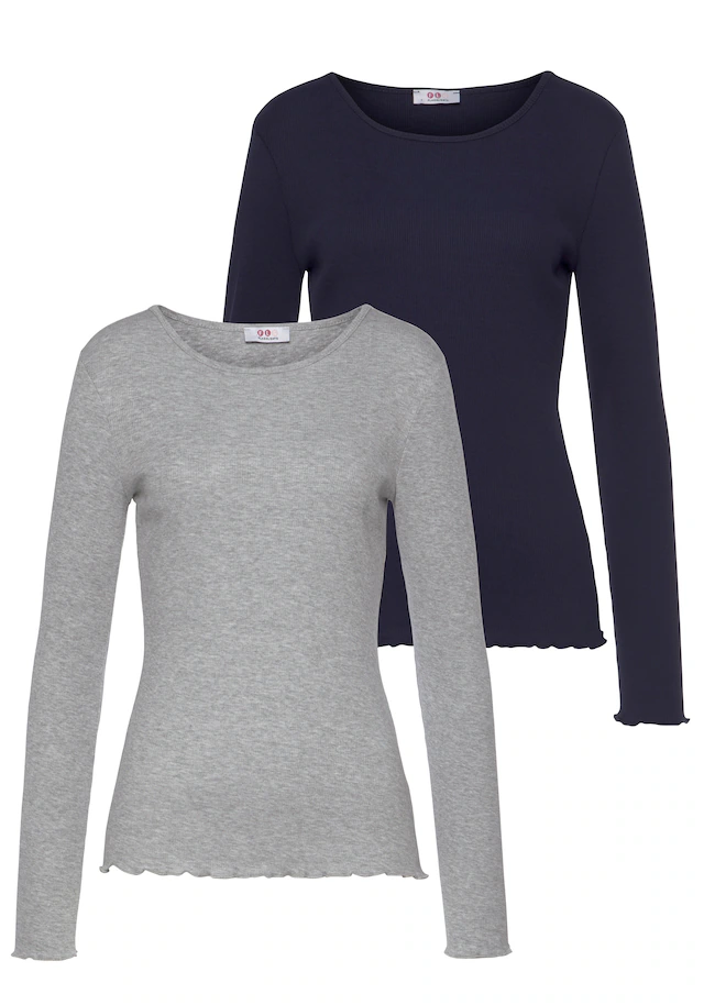 Flashlights Langarmshirt, 2 Stk. sehr figurbetonter Schnitt,  Feinrippstoff aus 100% Baumwolle