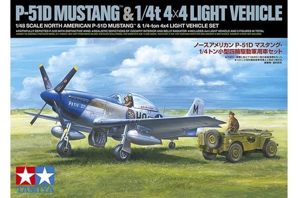 Tamiya 1/48 North American P-51D MustangT og 1/4-tonns 4x4