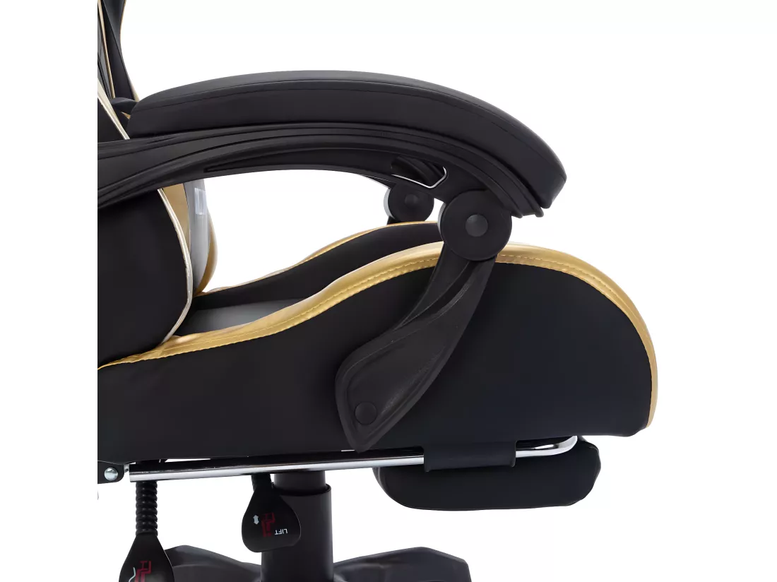 Fauteuil de jeux vidéo avec LED RVB Doré et noir Similicuir