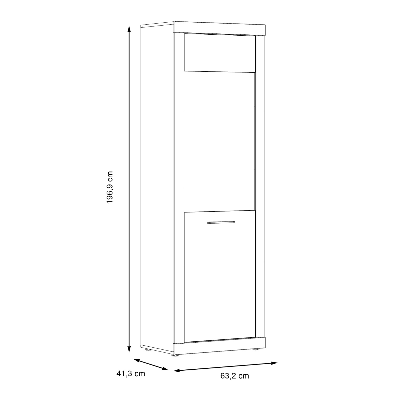Standvitrine - Betonoptik - weiß - 197 cm hoch