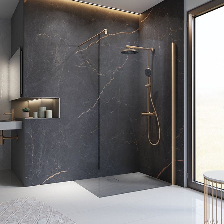 Paroi de douche à l'italienne 100x200 cm, cuivre, Schulte NewStyle
