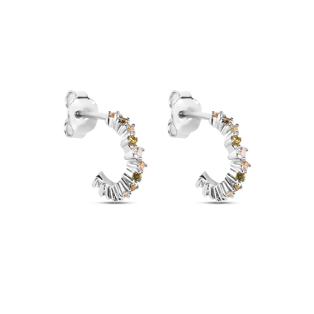 Créoles Indy Argent Blanc Oxyde De Zirconium