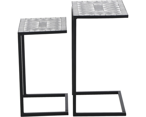 Siena Garden Como bijzettafelset 39 x 30 x 54 cm / 33 x 46 x 64 cm staal keramiek