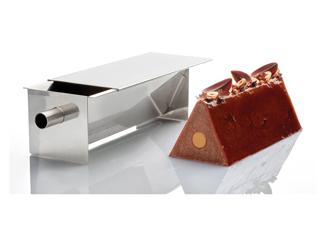 Moule à cake inox triangle - avec insert tube - 8,2 x 25 x ht 8 cm - Martellato
