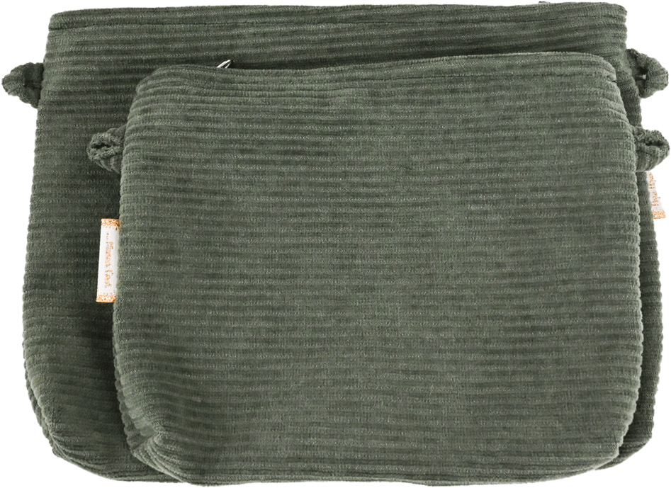 Mini Pochette Tissu Velours Côtelé Kaki