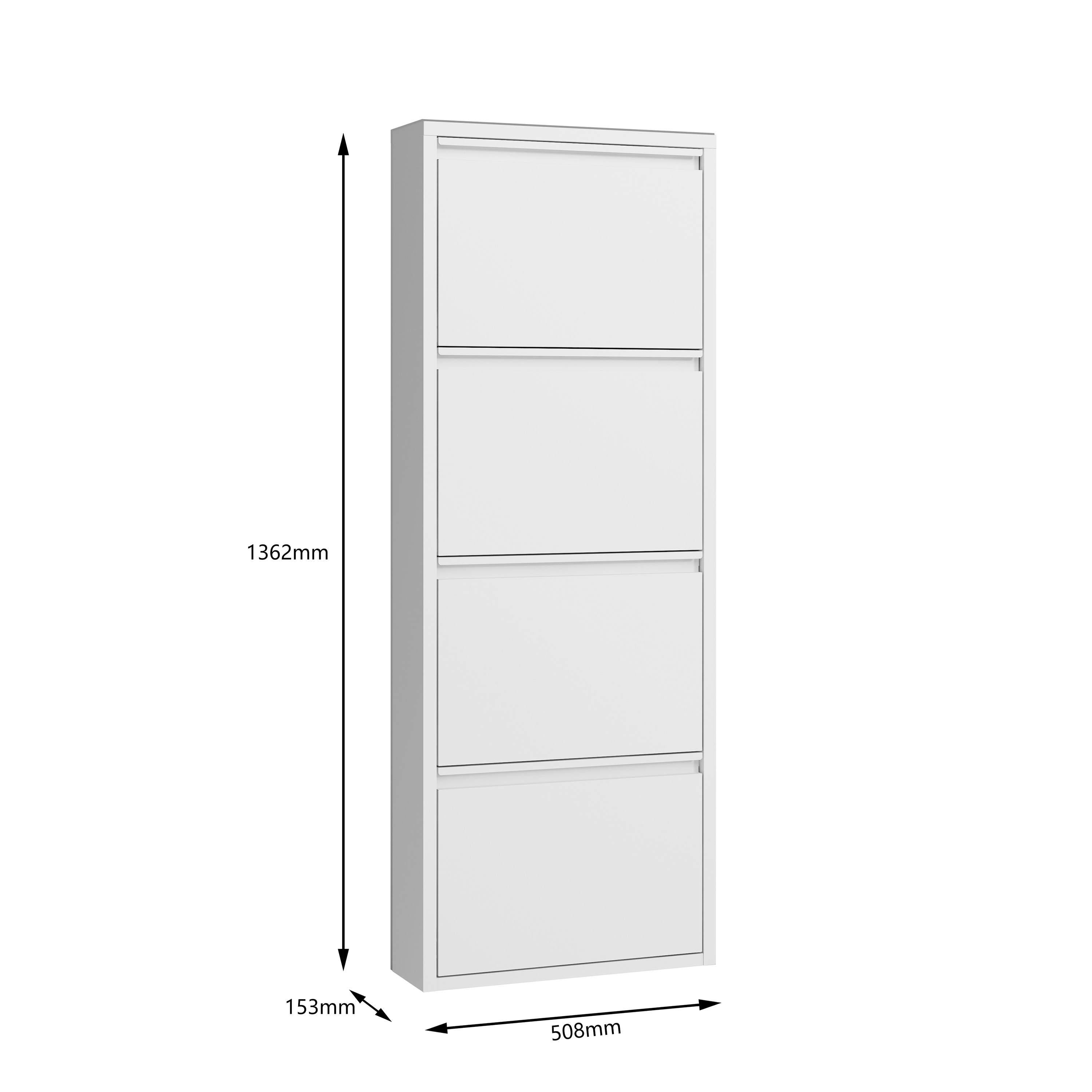 Schuhschrank Metall ROMEO 50 x 136 cm weiss