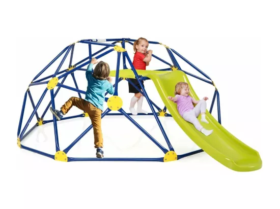 Dôme d'escalade Enfants avec Toboggan/Cage d'escalade avec Coussin en Tissu et velours-Charge 180kg/Aire de Jeux Extérieure et Intérieure pour Garçons et Filles de 3 à 10 Ans