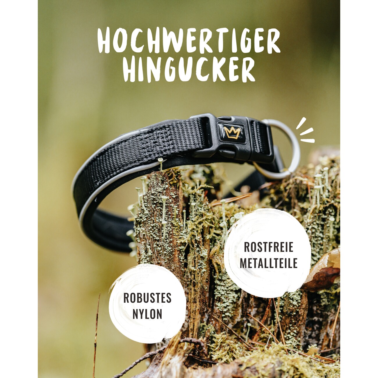 Rudelkönig Hundehalsband - Gepolstertes Halsband Paola schwarz 25 cm, 30 cm