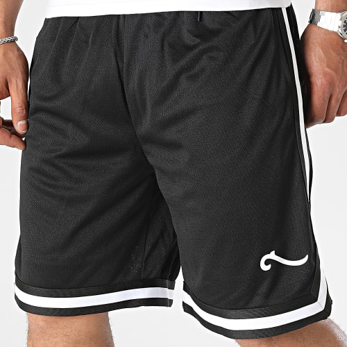 Short Jogging A Bandes Wave Noir Blanc