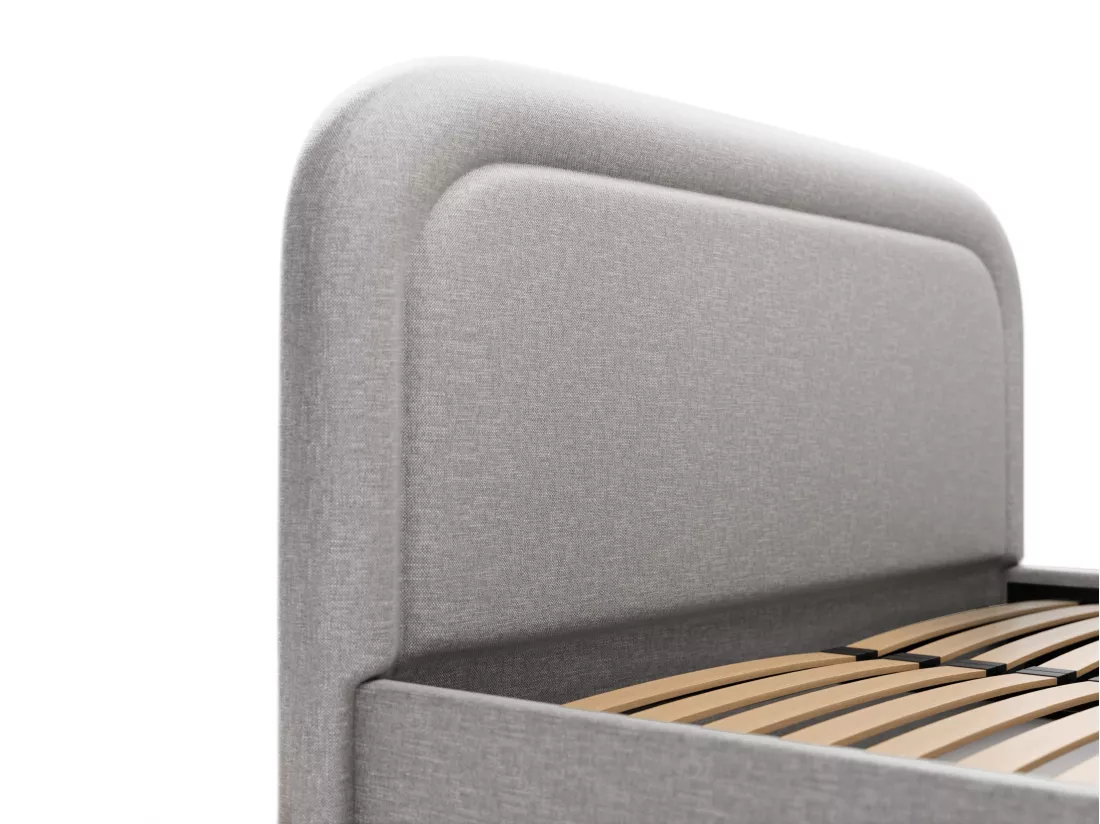 Lit coffre 140 x 190 cm - Tissu chiné - Gris clair + Matelas - FIREZA