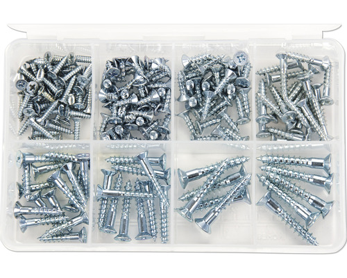 Assortiment houtschroeven, verzonken kop, 175 stuks