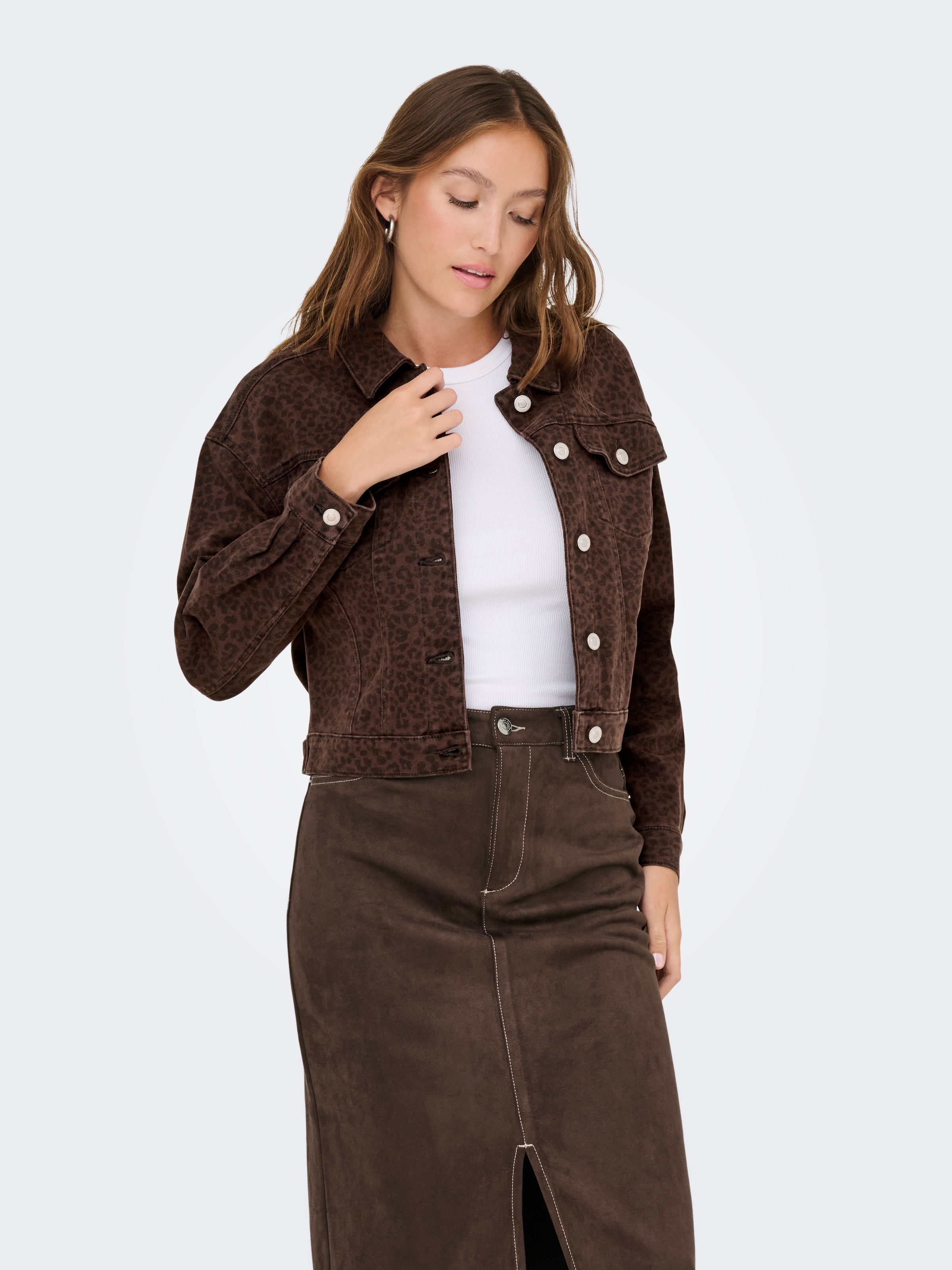 ONLY Jeansjacke »ONLANLIE-ANIMAL L/S JACKET CC PNT« ohne Kapuze