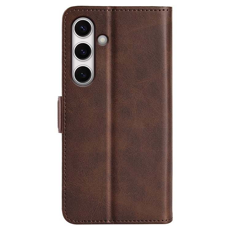 Samsung Galaxy S24 FE Vintage Leder Tasche Flip Cover Fashion Design - Braun