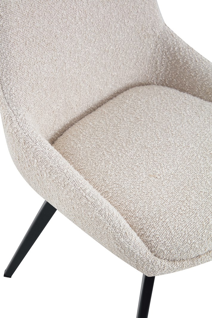 Nero spisestol med sving Offwhite bouclé med sortlakkerte ben