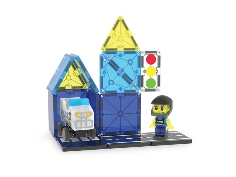 Magna-Tiles Police Patrol 20 Teile Einsatz- und Bau-Set mit 20 magnetischen Teilen