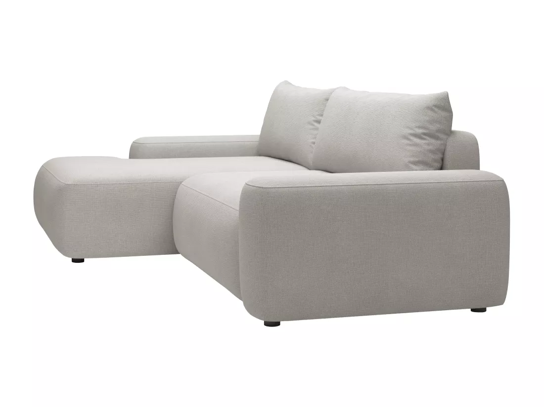 Canapé d'angle gauche convertible en tissu texturé gris clair DAVISO