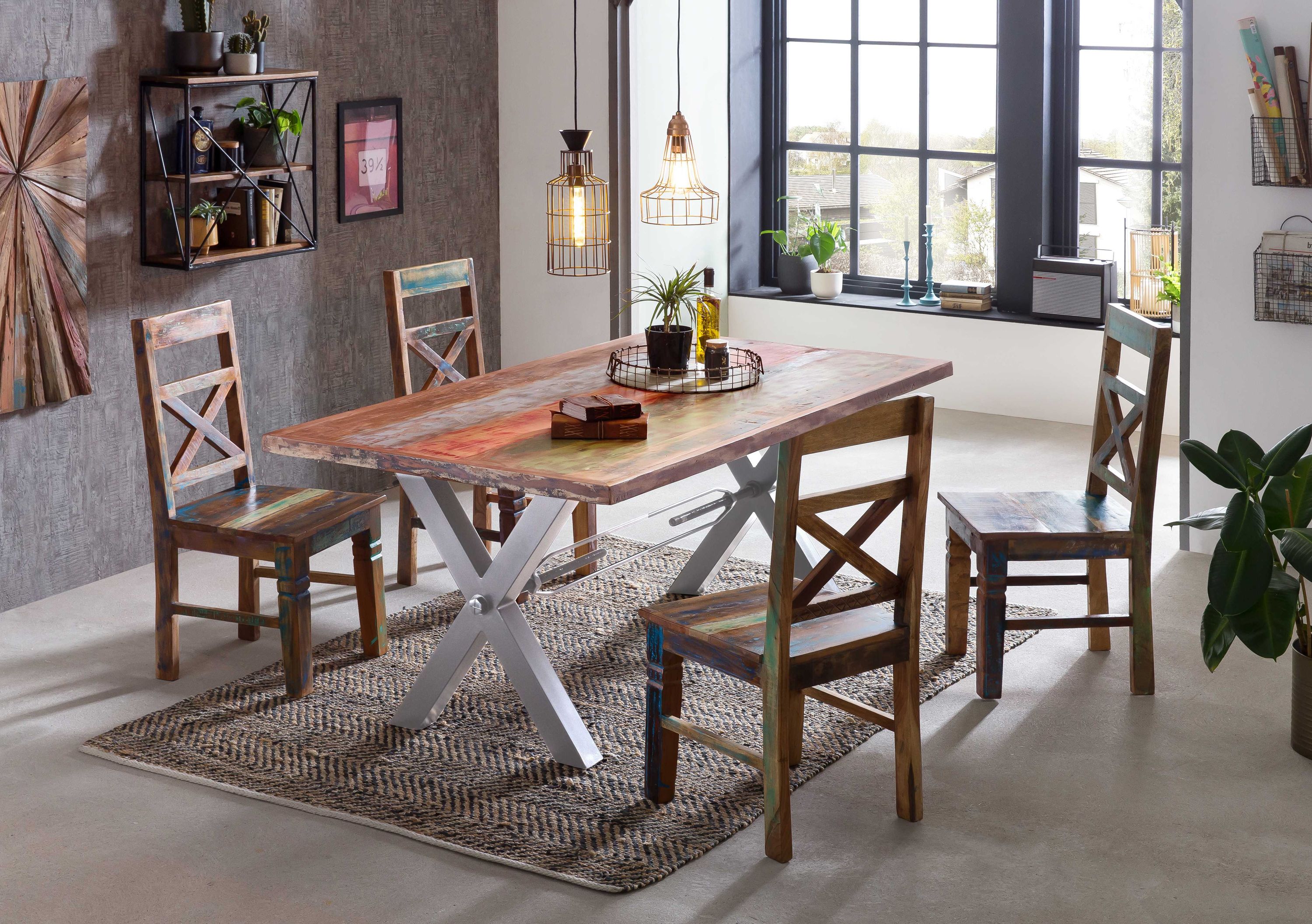Tisch 180x100cm Altholz bunt Esstisch Küchentisch Speisetisch Wohnzimmer Küche