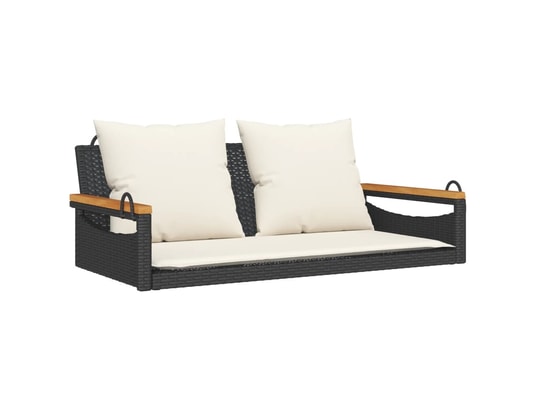 VIDAXL - Balancelle avec coussins noir 109x62x40 cm résine tressée