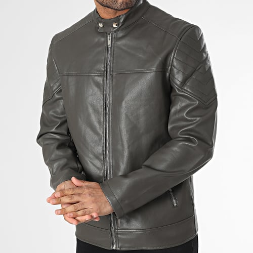 Veste Biker Gris Anthracite