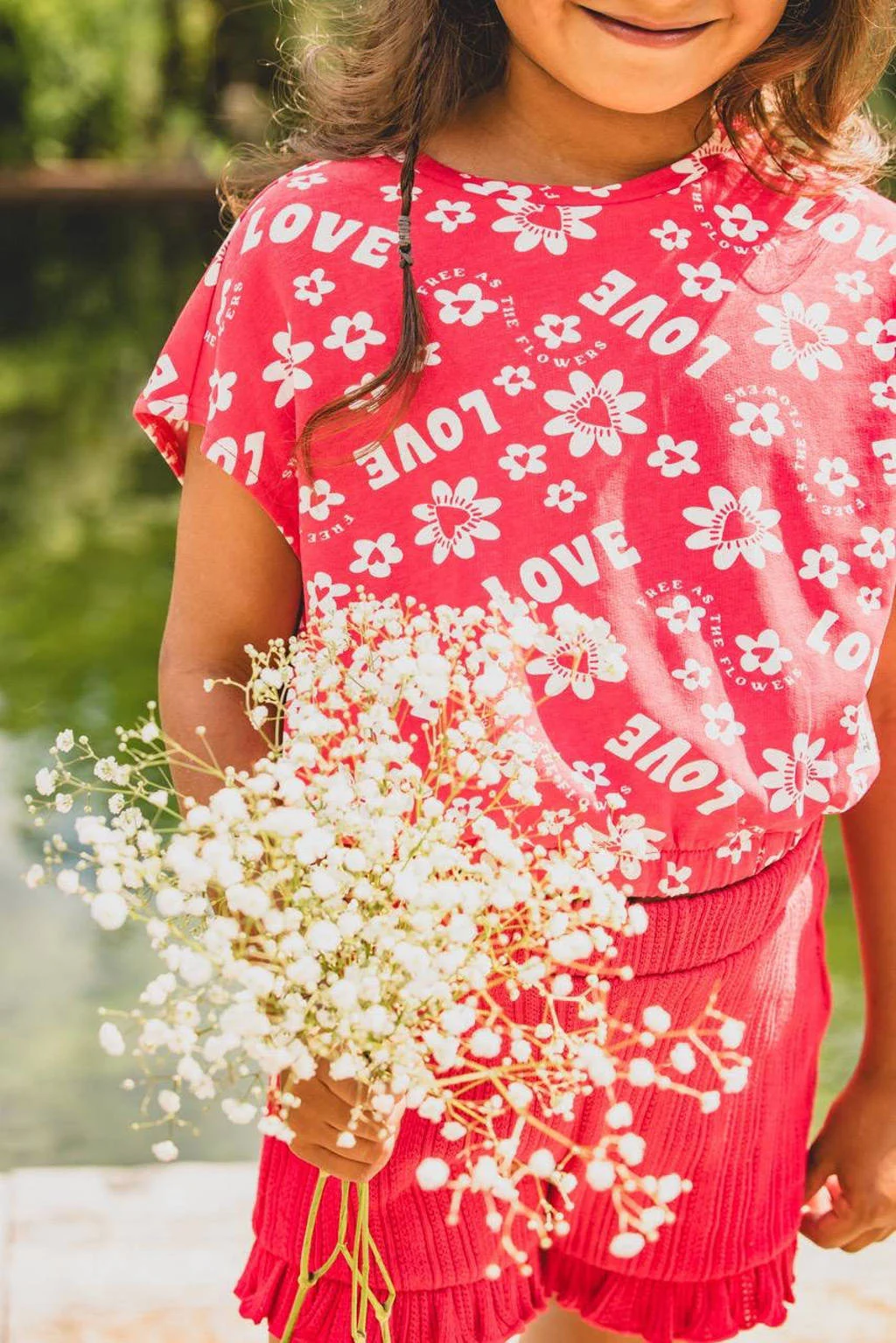 LOOXS top met tekst rood/wit