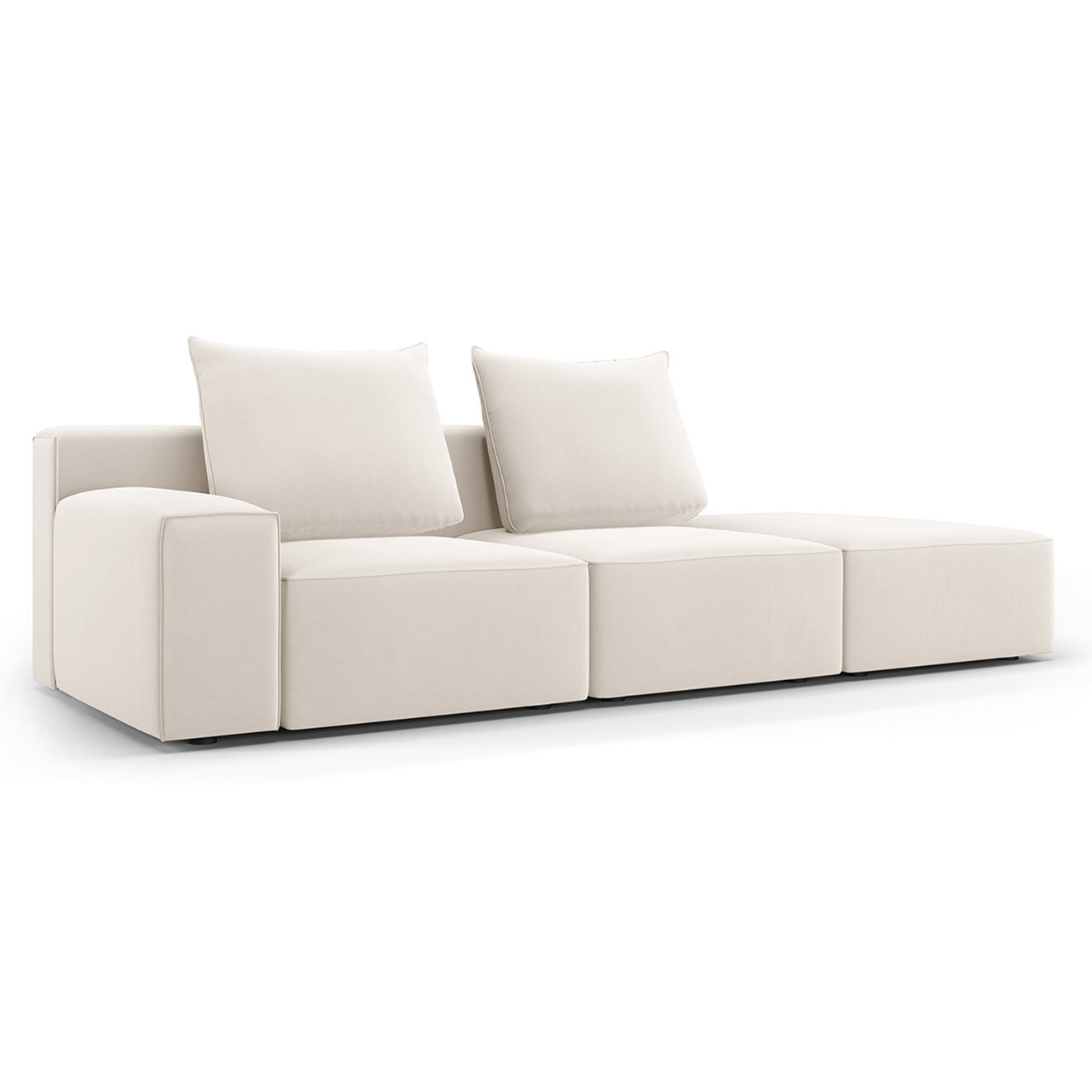 Mazzini Sofas Canapé Droit en Velours Ivy 4 Places beige - 265x105x89 cm