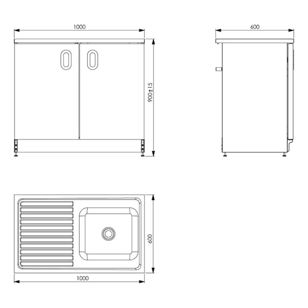 VASKEBENK VILAN STAINLESS VTB10 100X60X90CM HVIT