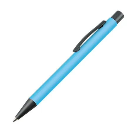 Macma Kugelschreiber mit Clip aus Metall, hellblau, 10 Stück