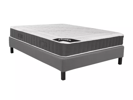 Ensemble 140 x 190 cm sommier déco en kit + matelas hybride ressorts ensachés accueil mémoire de forme ép.27cm - ATLANTIDE de YSMÉE