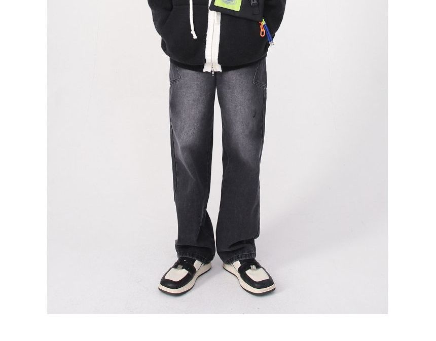 FAERIS - Mid Rise Washed Loose Fit Cargo Jeans