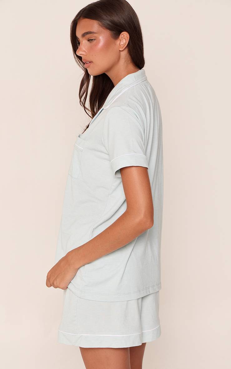 Bleu Layette Ensemble Pyjama Haut À Manches Courtes Et Short En Jersey Doux Avec Passepoil