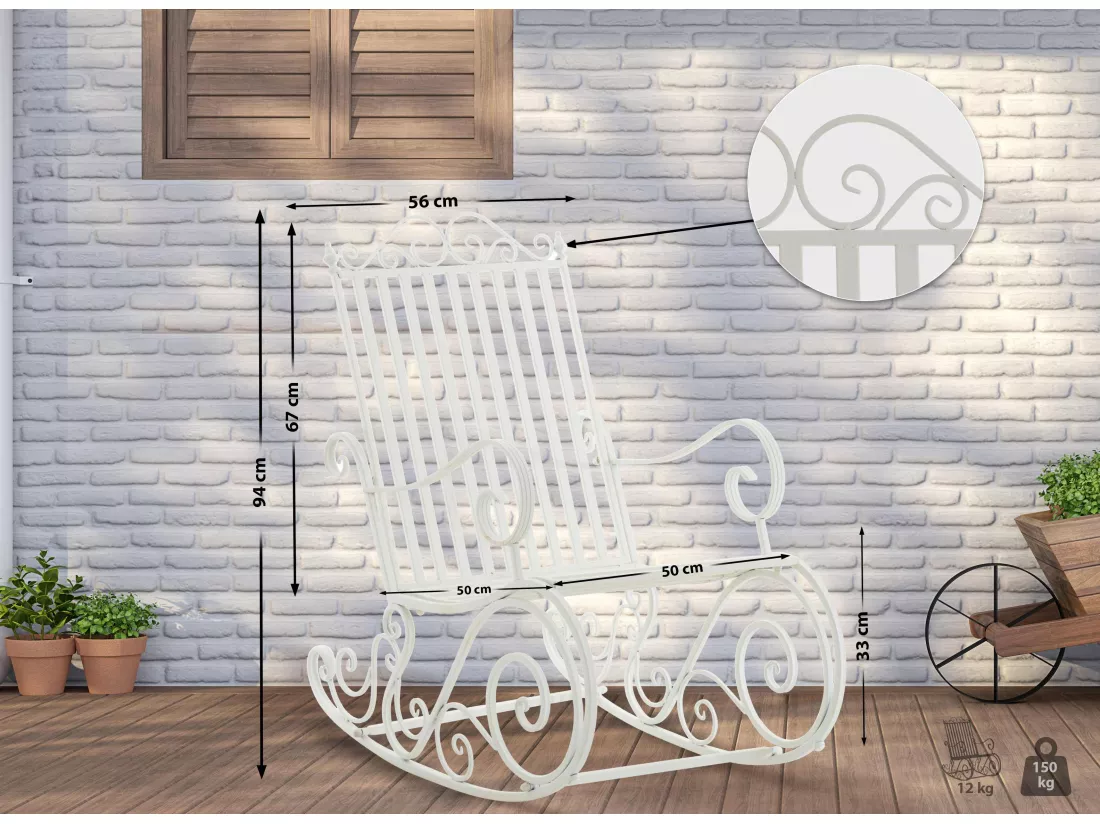 Fauteuil à bascule - Métal & Nature - Blanc - Smilla
