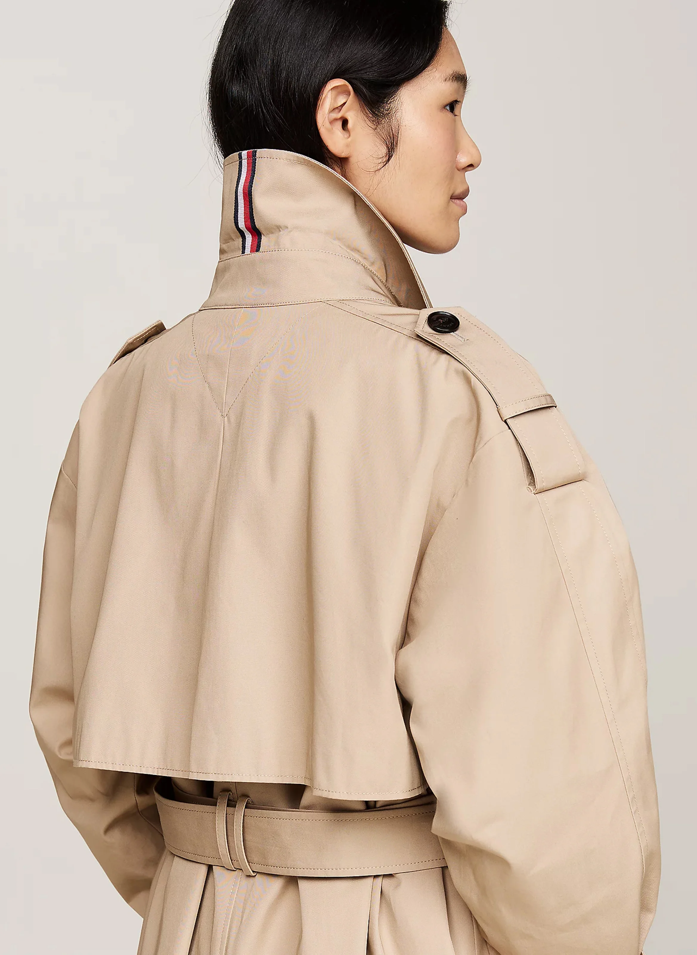 Trench col italien en coton bio | Beige