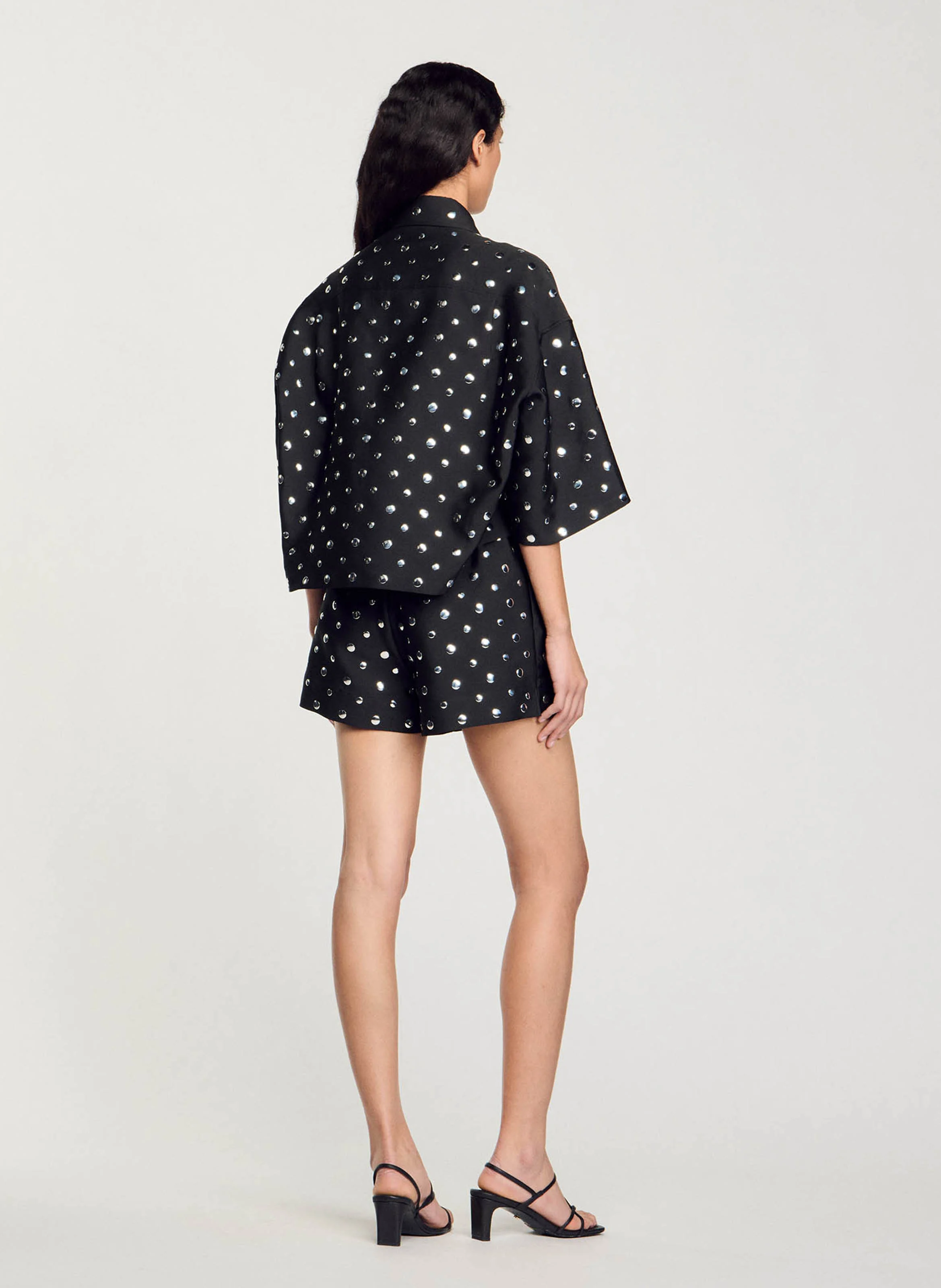 Chemise courte à studs | Noir
