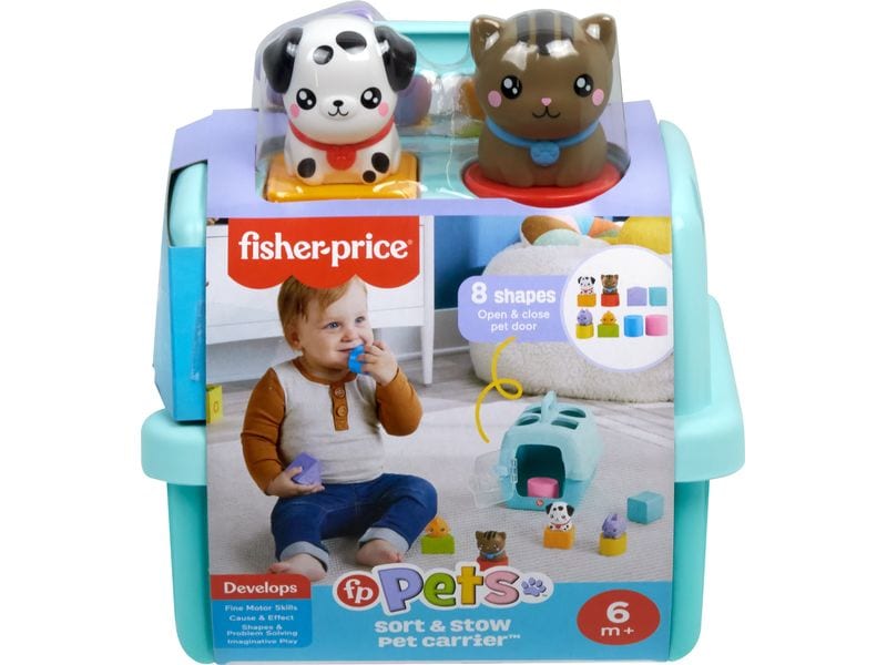 Fisher-Price Meine Tierfreunde Bausteine Sortierspielzeug mit Tiermotiven und Tiertransportbox
