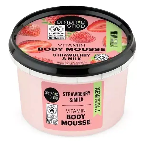 Organic Shop Crème-Mousse Hydratante Corps Yaourt à la Fraise 250ml