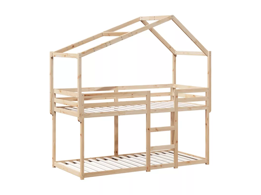 Lit superposé avec toit 75x190 cm bois de pin massif