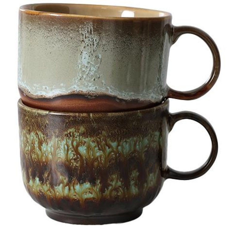 HKliving 70's Ceramic thee mok set van 2 Vesper