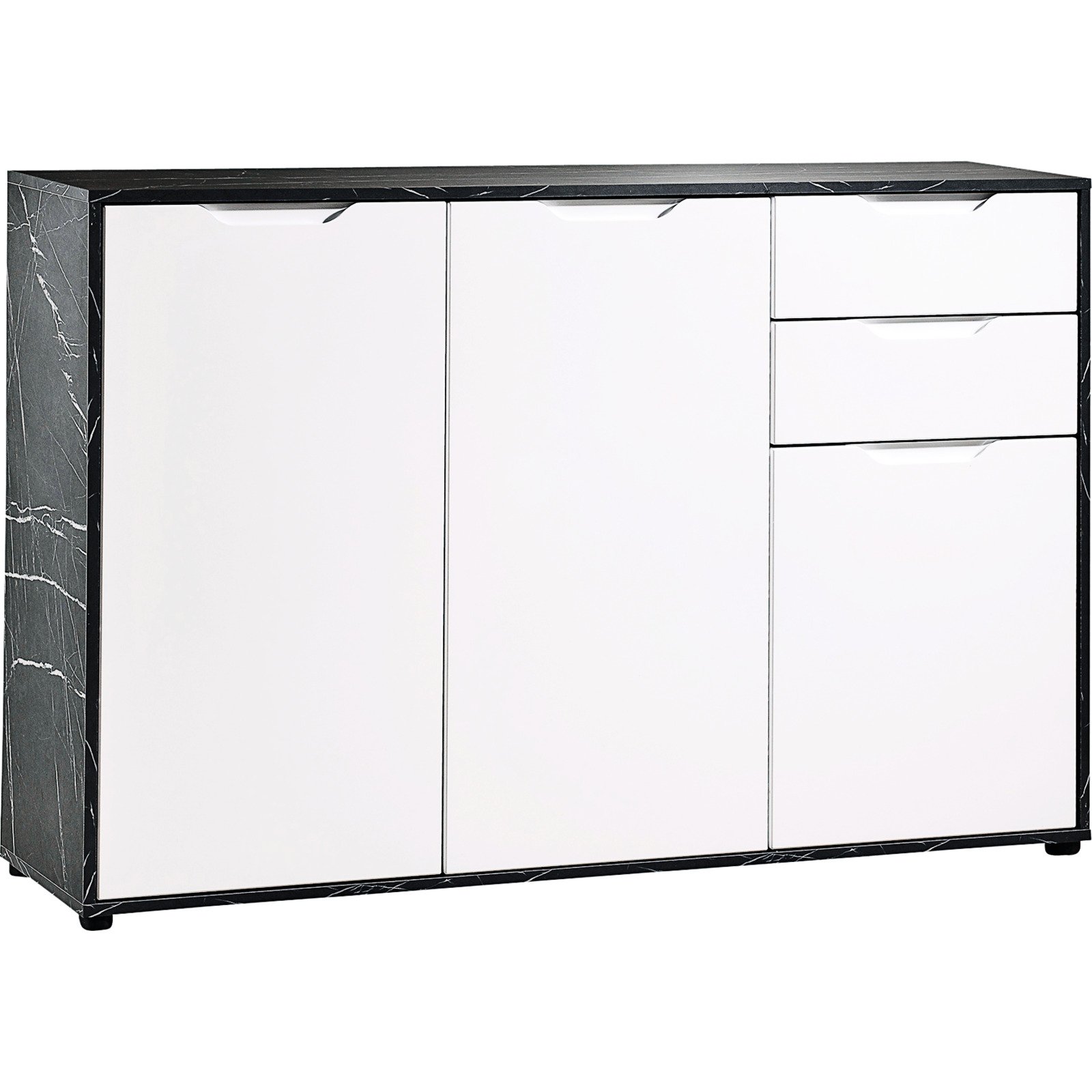 Kommode Korfu Marmor-Optik schwarz weiss 133 x 89 x 35 cm