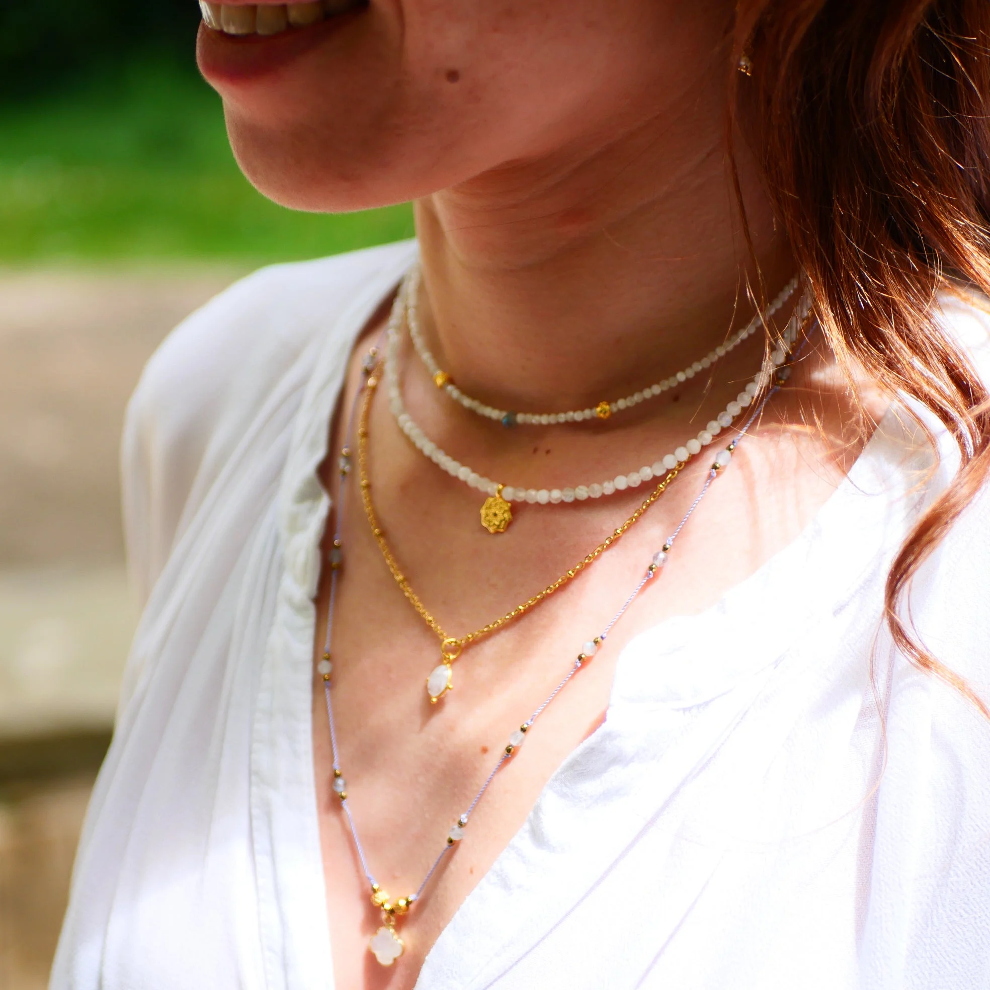 ABOLI - Collier pierre de lune | Blanc