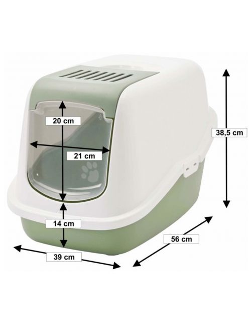 Savic Kattentoilet Nestor - Kattenbak - 56x39x38.5 cm Wit Groen M