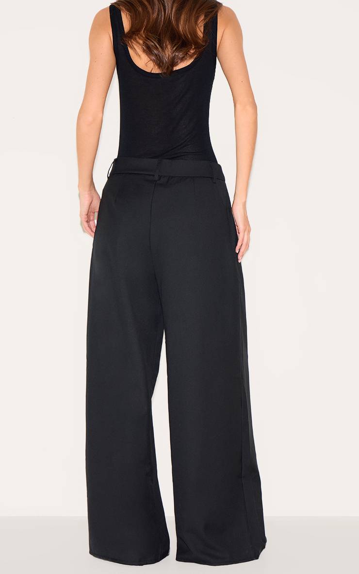 Noir Pantalon Large Tissé À Double Pli