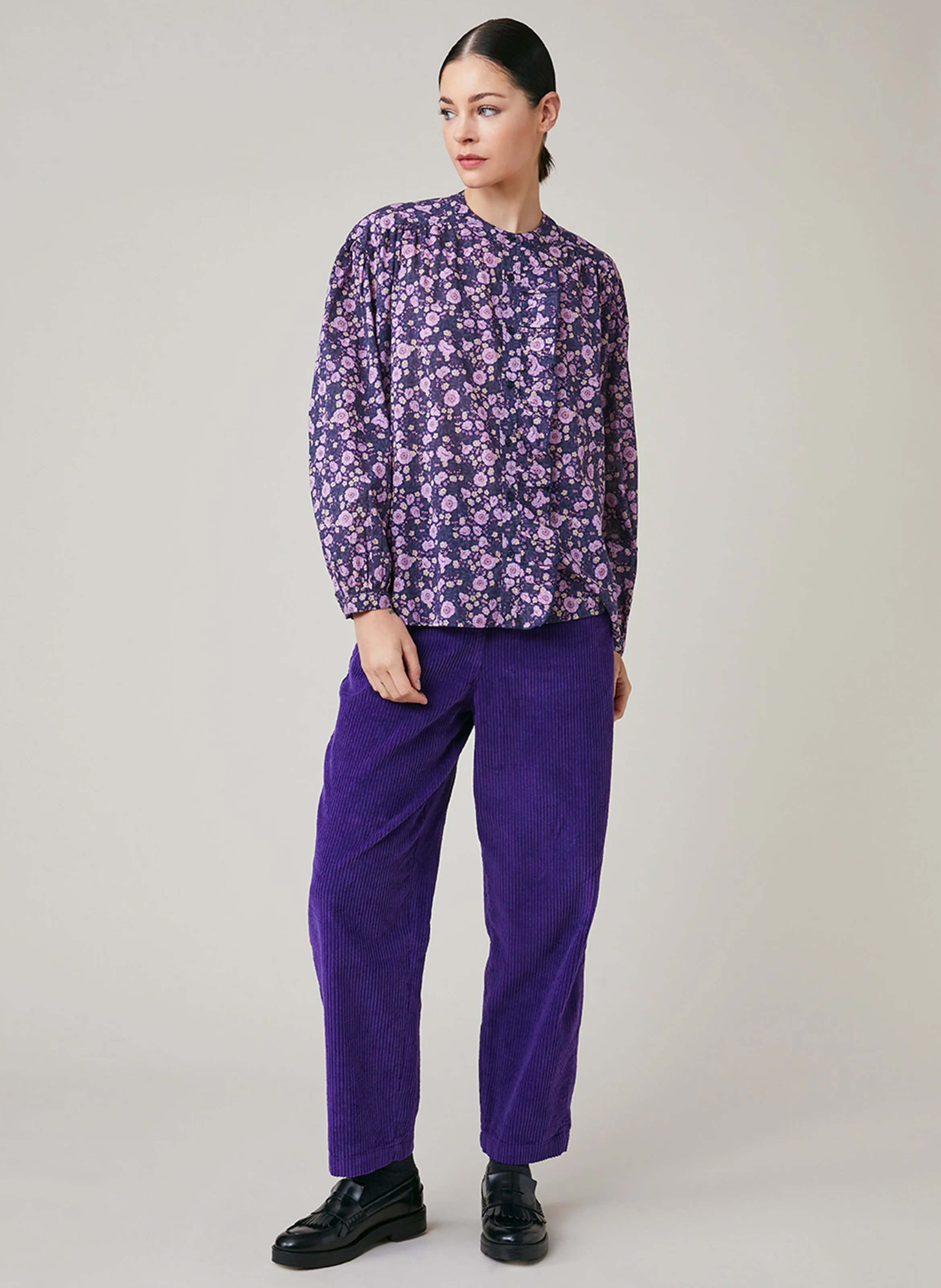 FABIOLA - Chemise col rond à imprimé fleuri | Rouge