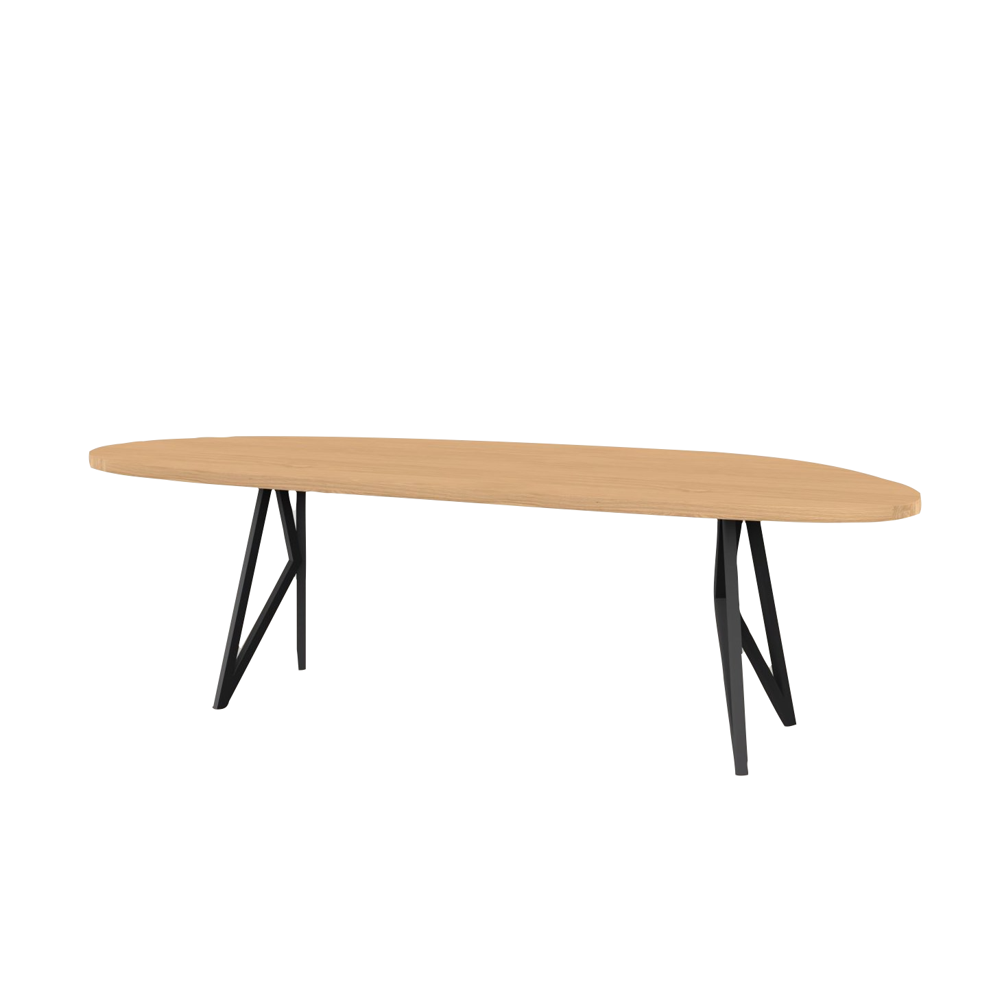 Studio HENK tafel Butterfly Blob - zwart frame, hardwax light 3041 200 x 100 | HWO NL 3041 | Rechte Rand | Frame Zwart