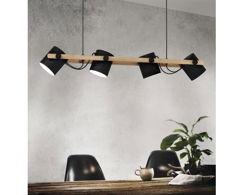 Hanglamp, 4-lichts, HxL 110x110 cm, zwart/crème