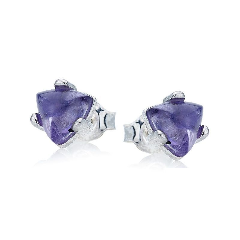 Boucle d'oreille argent 925 Amethyste naturelle