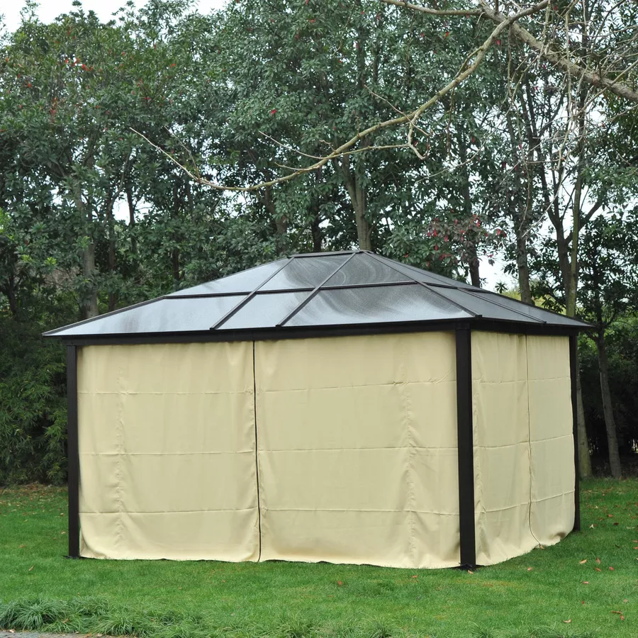 Outsunny Luxus Pavillon mit lichtdurchlässigem Dach braun, schwarz, beige
