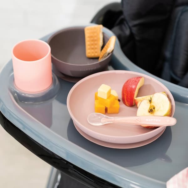 Nattou Soft Silicone Matset 4 delar, Rosa/Aubergine