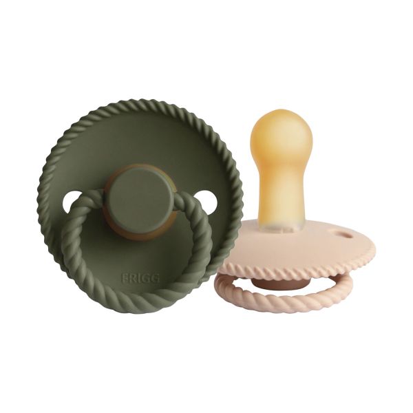 FRIGG Rope Fopspeen Croissant / Olive 0-6 Mnd 2 Stuks