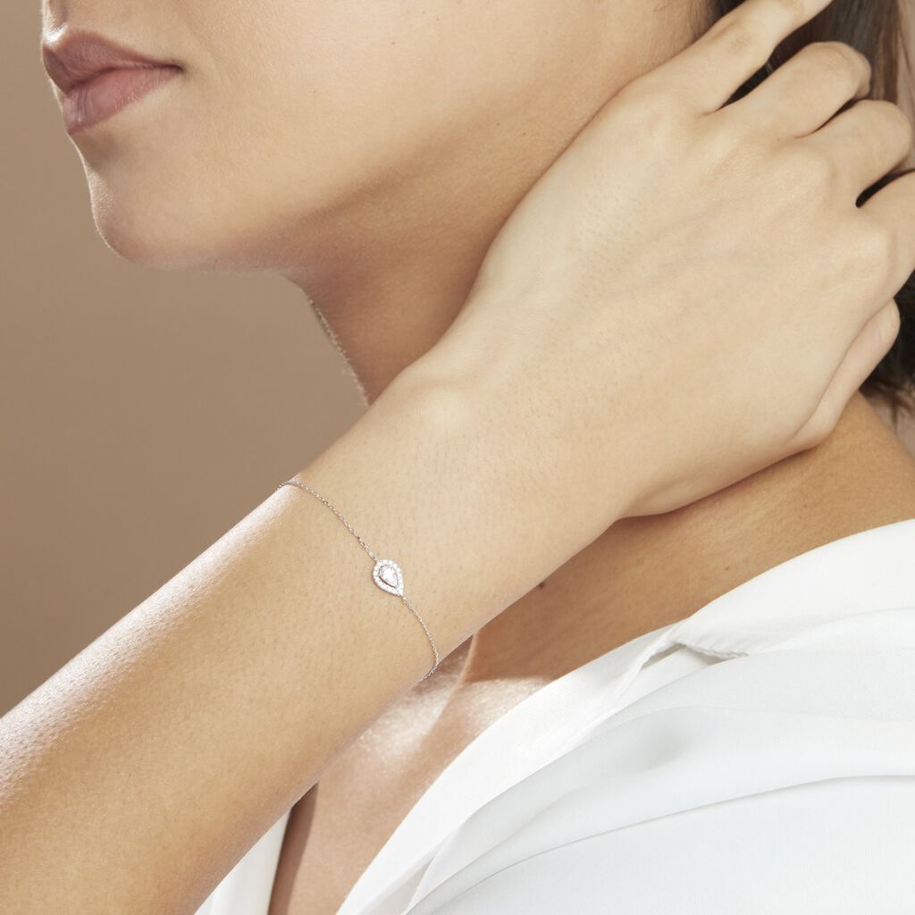 Bracelet Hildana Or Blanc Oxyde De Zirconium