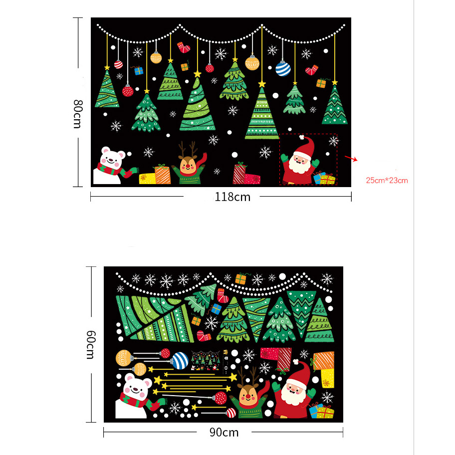 Weihnachts Fenster Folien Aufkleber Christmas Home Deko Fenster Sticker - Merry Christmas Weihnachtsbäume